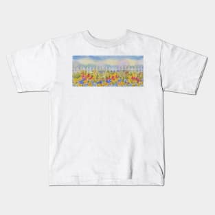 Summer Flowers Picket Fence Kids T-Shirt